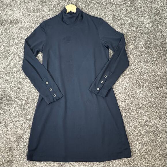 Title Nine Dress Size Large Black Long Sleeve Turtle Neck Jersey Knit Minimalist - Picture 3 of 12